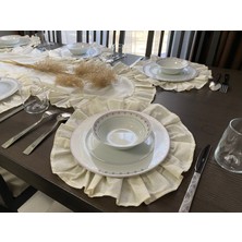 Nerz Fırfırlı Amerikan Servisi Yuvarlak 7 Parça (6 Adet Amerikan Servis 40 x 40 ve 1 Adet Runner 40 x 120)