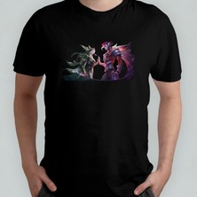 Pixxa Rakan & Xayah Lol %100 Pamuklu Bisiklet Yaka T-Shirt Model 1