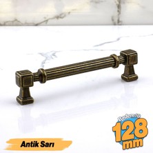 Badem10 Talas 128 mm Çizgili Metal Antik Sarı Kulp Mobilya Çekmece Mutfak Dolabı Dolap 12.8 cm