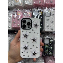 Yuax Apple iPhone 13 Uyumlu Kılıf Kabartmalı Parlak Yıldız Figürlü Silikon Case Beyaz