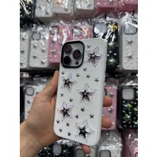 Yuax Apple iPhone 13 Uyumlu Kılıf Kabartmalı Parlak Yıldız Figürlü Silikon Case Beyaz
