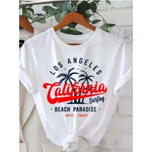 Yoho Sport California Beach Paradise Baskılı Oversize Tshirt