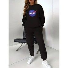 Eşofman Takımı Nasa Baskılı  Ünisex Kışlık Sweatshirt ve Eşofman Altı 2 Li Set Combin Takım Pamuklu