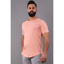 Yoho Sport Pudra Rengi Erkek Tişört Oval Kesimli Slim Fit Tişört Standart Kesim (Psokt-S)