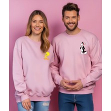 Sweatshirt Sevgili Combin Sylvester & Tweety Baskılı Pamuklu Kalın ve Yumuşak Ürün Şardonlu 2'li Set