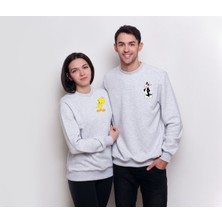 Sweatshirt Sevgili Combin Sylvester & Tweety Baskılı Pamuklu Kalın ve Yumuşak Ürün Şardonlu 2'li Set