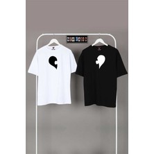 Yoho Sport Unisex Siyah-Gri Oversize Çift Kombinleri 2'li T-Shirt