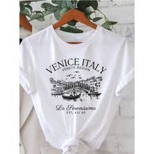 Yoho Sport Venice Italy Baskılı Oversize Tshirt