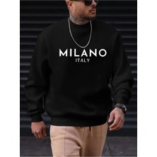 Sweatshirt Milano Baskılı Şardonlu ve Pamuklu Yumuşak Kalın Ürün