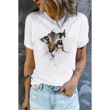 Yoho Sport Kedi Baskılı Original Ünisex  Pamuklu Yeni Sezon Yazlık T-Shirt