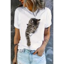 Yoho Sport Kedi Baskılı Original Ünisex  Pamuklu Yeni Sezon Yazlık T-Shirt