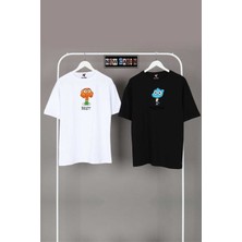 Yoho Sport Yeni Sezon Unisex Siyah-Beyaz Oversize Çift Kombinleri 2'li T-Shirt