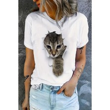 Yoho Sport Kedi Baskılı Original Ünisex  Pamuklu Yeni Sezon Yazlık T-Shirt