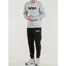 Eşofman Takımı Nasa Baskılı Unisex Kışlık Kalın Pamuklu Sweatshirt ve Eşofman Altı 2' Li Set