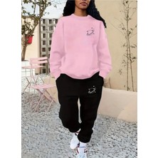 Eşofman Takımı Gezegen Baskılı  Ünisex Kışlık Sweatshirt ve Eşofman Altı 2 Li Set Combin Pamuklu