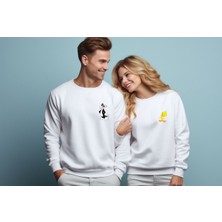 Sweatshirt Sevgili Combin Sylvester & Tweety Baskılı Pamuklu Kalın ve Yumuşak Ürün Şardonlu 2'li Set