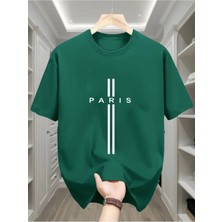 Yoho Sport Paris Dik Çizgi Baskılı Özel Tasarım Unisex Tshirt