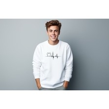 Sweatshirt Kalp Nabız Baskılı Pamuklu Kalın ve Yumuşak Ürün Içi Şardonlu