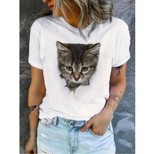 Yoho Sport Kedi Baskılı Original Ünisex  Pamuklu Yeni Sezon Yazlık T-Shirt
