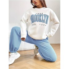 Brooklyn Baskılı 3 Iplik Unısex Oversize Eşofman Takımı %100 Pamuk