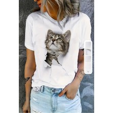 Yoho Sport Kedi Baskılı Original Ünisex  Pamuklu Yeni Sezon Yazlık T-Shirt
