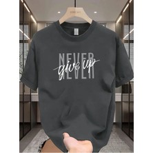 Yoho Sport Never Give Up  Baskılı Özel Tasarım Unisex Tshirt