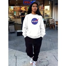 Eşofman Takımı Nasa Baskılı  Ünisex Kışlık Sweatshirt ve Eşofman Altı 2 Li Set Combin Takım Pamuklu