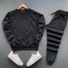 Eşofman Takımı Unisex Nb Baskılı Sweatshirt-Pamuklu Kışlık Eşofman Takımı 2'li Set Takım