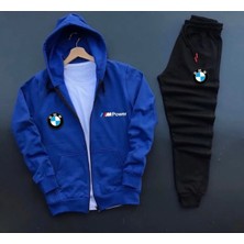 Spor Eşofman Takımı Bmw Mpower Baskılı Fermuarlı Pamuklu Ceket- Eşofman Altı 2 'li Takım Unisex