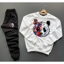 Panda Baskılı Original Ünisex Kışlık Sweatshirt ve Eşofman Altı 2 Li Set Combin Takım