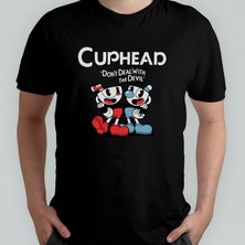 Pixxa Cuphead %100 Pamuklu Bisiklet Yaka T-Shirt Model 1