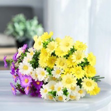 Nettenevime Yapay Çiçek Beyaz Papatya 5 Dallı Plastik Dekoratif Yapay Bitki