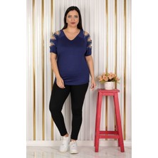 Esina Kadın Viskon Bluz Omuzu Açık ve Pul Işlemeli