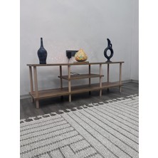 Toprak Atelier Lara Çam Ahşap Raflı Televizyon Sehpası, Tv Ünitesi, Tv Sehpası – 120 x 30  cm  – Şık ve Ergonomik