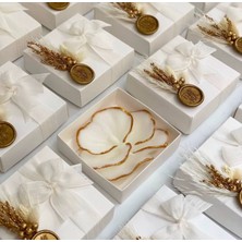 Söz Nişan Nikah Bebek Hediyelik Kutulu Orkide Mum Gold Detaylı Özel Mühürlü 10 adet