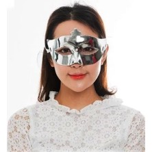 Exporanto Gümüş Renk Kostüm Partisi Ekstra Parlak Balo Maskesi 15 x 10  cm