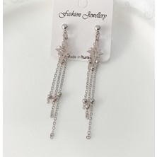 Takıconcept Silver Renk Sallantılı Zincirli Kuzey Yıldızı Küpe