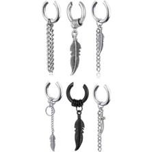 Takıconcept 6'lı Set Deliksiz Sıkıştırmalı Saf Çelik Küpe Seti