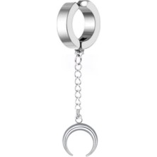 Takıconcept Deliksiz Hilal Figürlü Kalın Halka Çelik Küpe