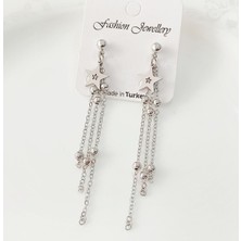 Takıconcept Silver Renk Sallantılı Zincirli Yıldız Küpe