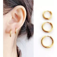 Takıconcept 3 Adet Paslanmaz Çelik Gold Halka Küpe