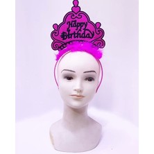 Exporanto Happy Birthday Neon Fuşya Renk Doğum Günü Tacı 24 x 15  cm