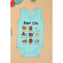 %100 Pamuklu Potter Cats Baskılı Yumuşak Doku Baskılı Zıbın & Body