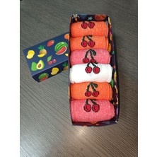 Moda 6'lı Kutulu Pamuklu Meyve Desenli Tenis Çorabı Antibakteriyal