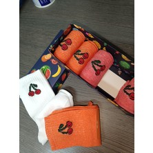Moda 6'lı Kutulu Pamuklu Meyve Desenli Tenis Çorabı Antibakteriyal