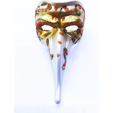 Exporanto Turuncu Renk Işlemeli Seramik Malzemeden Imal Venedik Uzun Maske Magnet