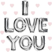 I Love You Folyo Balon Gümüş Renk 35 cm