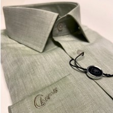 Chamis Regularfit Çağla Yeşili Twill Dokuma  Klasik Yaka Gömlek