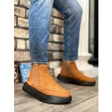 Pabucmarketi Lastikli Erkek Spor Bot Taba Süet (Siyah Taban)