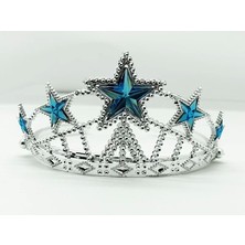 Exporanto Mavi Yıldız Taşlı Plastik Kraliçe Prenses Elsa Tacı Çocuk Boy